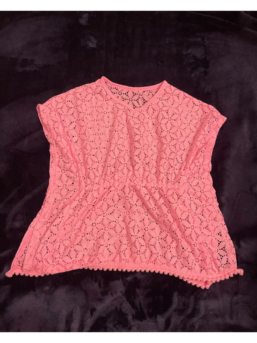 wonder nation Pink Eyelet Lace Swim Coverup Top